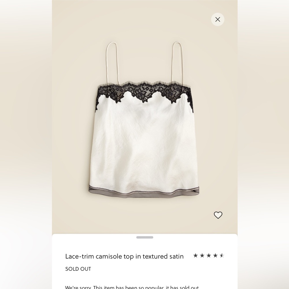 Jcrew Lace-Trim Satin Camisole Top